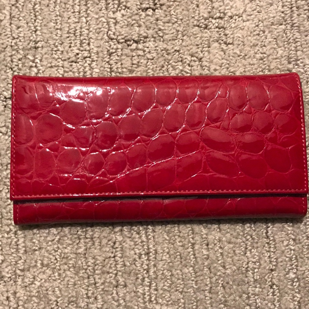 Made in Italy red croc patent leather wallet